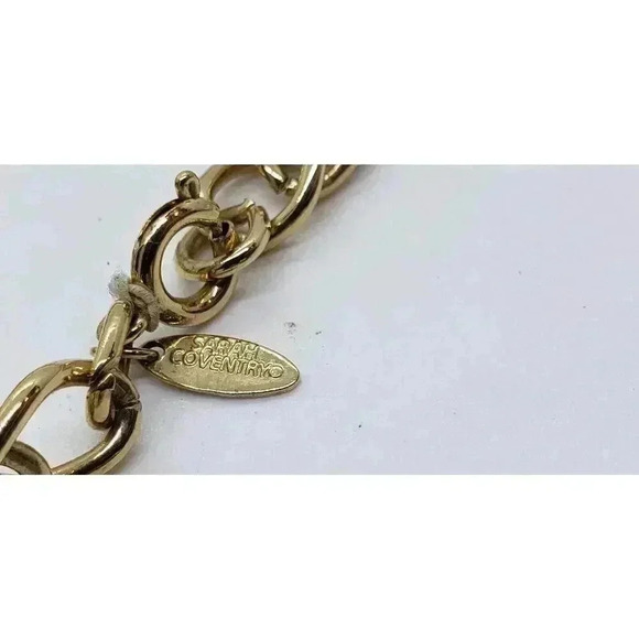 Vintage Double Link Chunky Heavy Necklace Gold Tone Sarah Coventry - Picture 5 of 5
